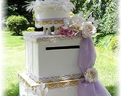ELITE Collection SWANS Wedding Card Money Box French Lace Feathers Columns CUSTOMIZE