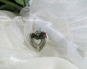Large Heart Locket Bridal Bouquet Charm