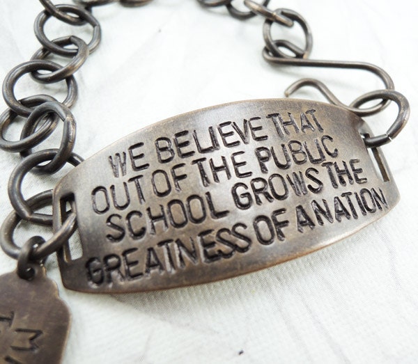 Public Schools Grows the Greatness of a Nation, Mark Twain Quote Bracelet