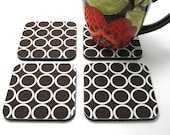 Coasters, Fabric Coasters, Mini Mousepad        Metro Circles on Chocolate