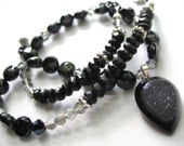 natural druzy, black spinel, tourmaline .. Ms Tuxedo