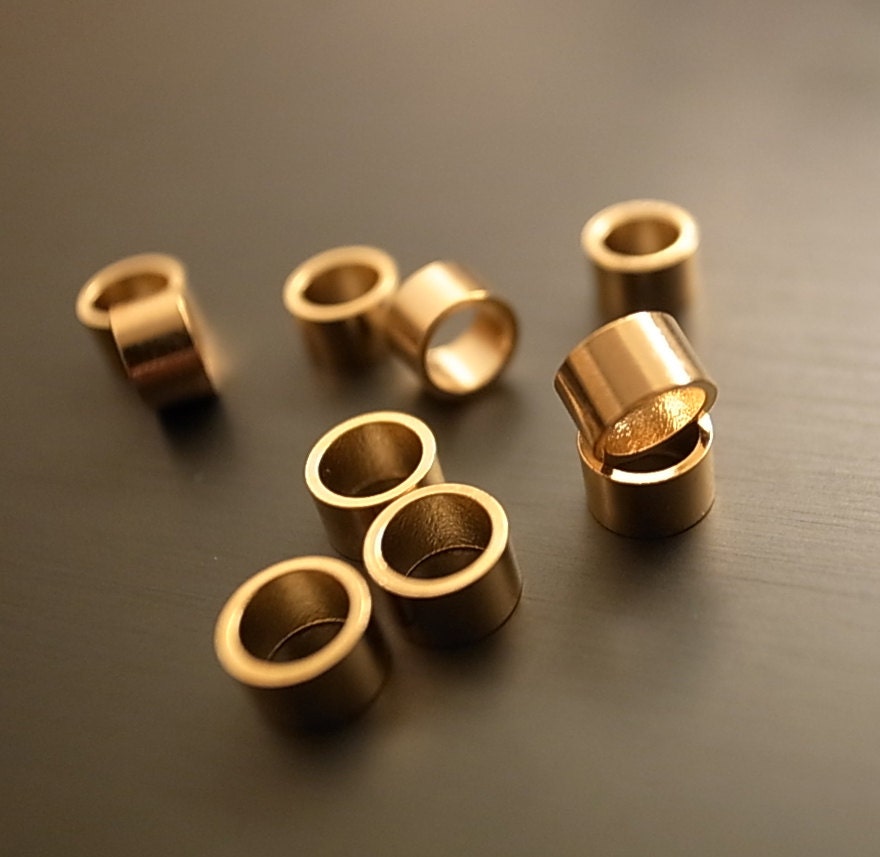 50 pieces plated of newly made tiny raw brass bead in cylinder straight tube shape 5x5x3mm spacer bead in GOLD color