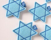 Blue Star of David Felt Hair Clip - Hanukkah Clippies - Winter Holiday Hair Clips - Chanukah barrettes - Jewish star