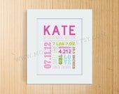Mixed Typography Birth Announcement Print