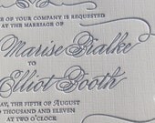 Letterpress Wedding Invitation - Swirls - Sample