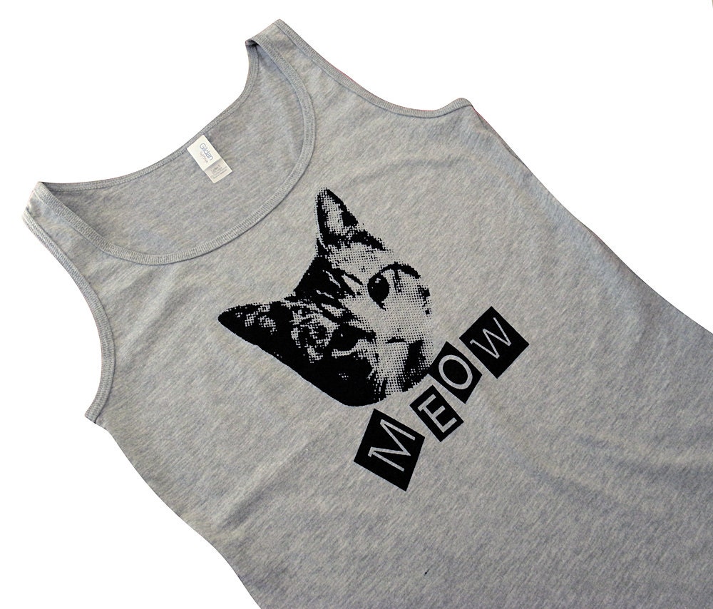 Women's CAT Tank Top - Cute Kitty Cat Sleeveless Shirt - (Sizes S, M, L, XL)