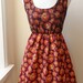 Halloween Party Dress Dark Red Burgandy and Orange Pumpkin Black Cobweb Lace Dress L
