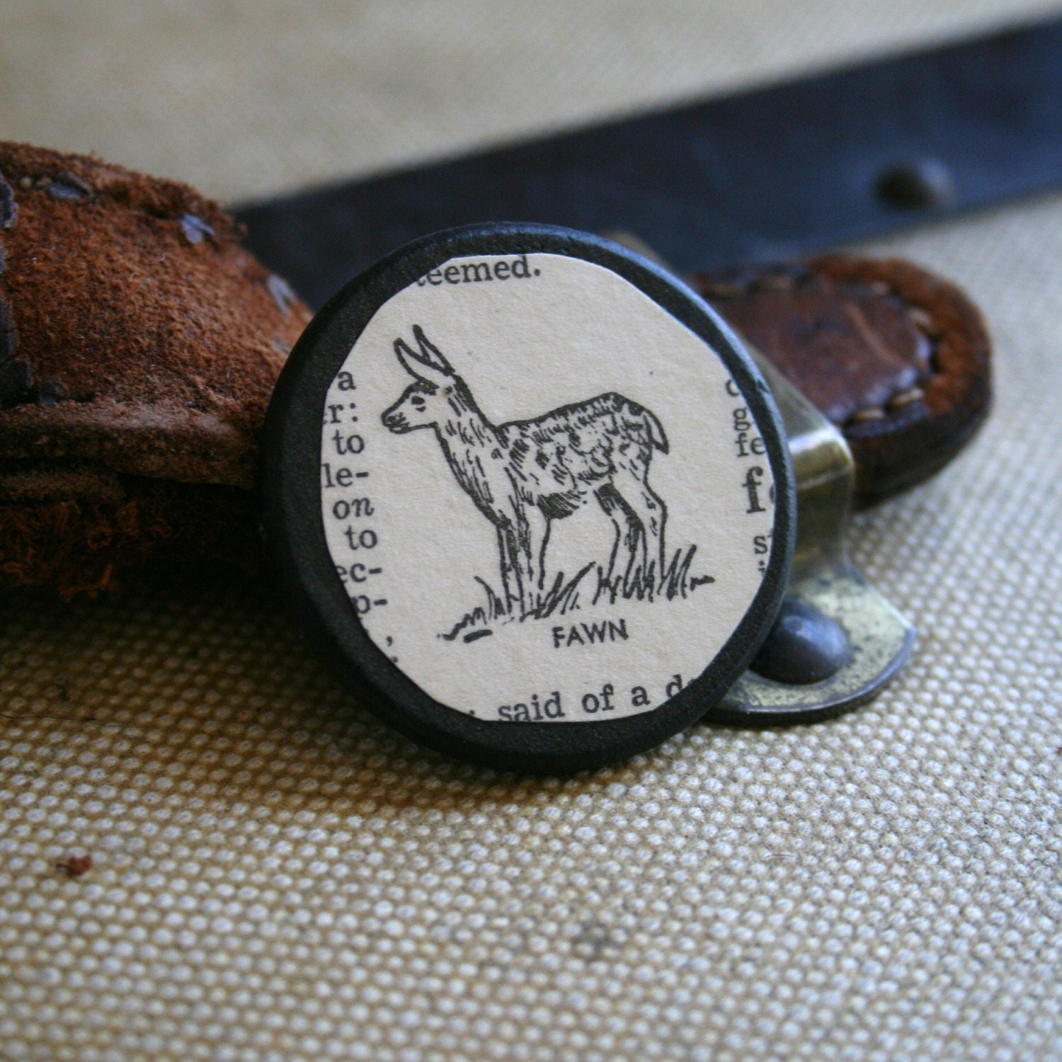 Fawn - A Pinback Button - Made from a Vintage Dictionary Page - One-Of-A-Kind