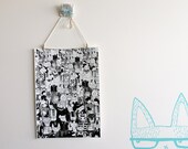 Animals in winter clothes A3 print