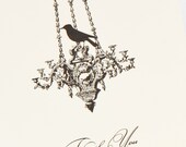 Bird on Chandelier Personalized Stationery Set (20) plus Matching Address Labels
