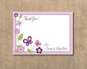 PRINTABLE - 5x7 Butterflies and Flowers - Baby Shower Thank You Card
