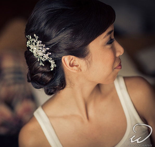 Wedding Swarovski Crystal Hair Comb Bridal Head Piece Rhinestone Silver Comb 2014 Trend: Shannon