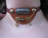 Steampunk leather choker - Clockwork Controller