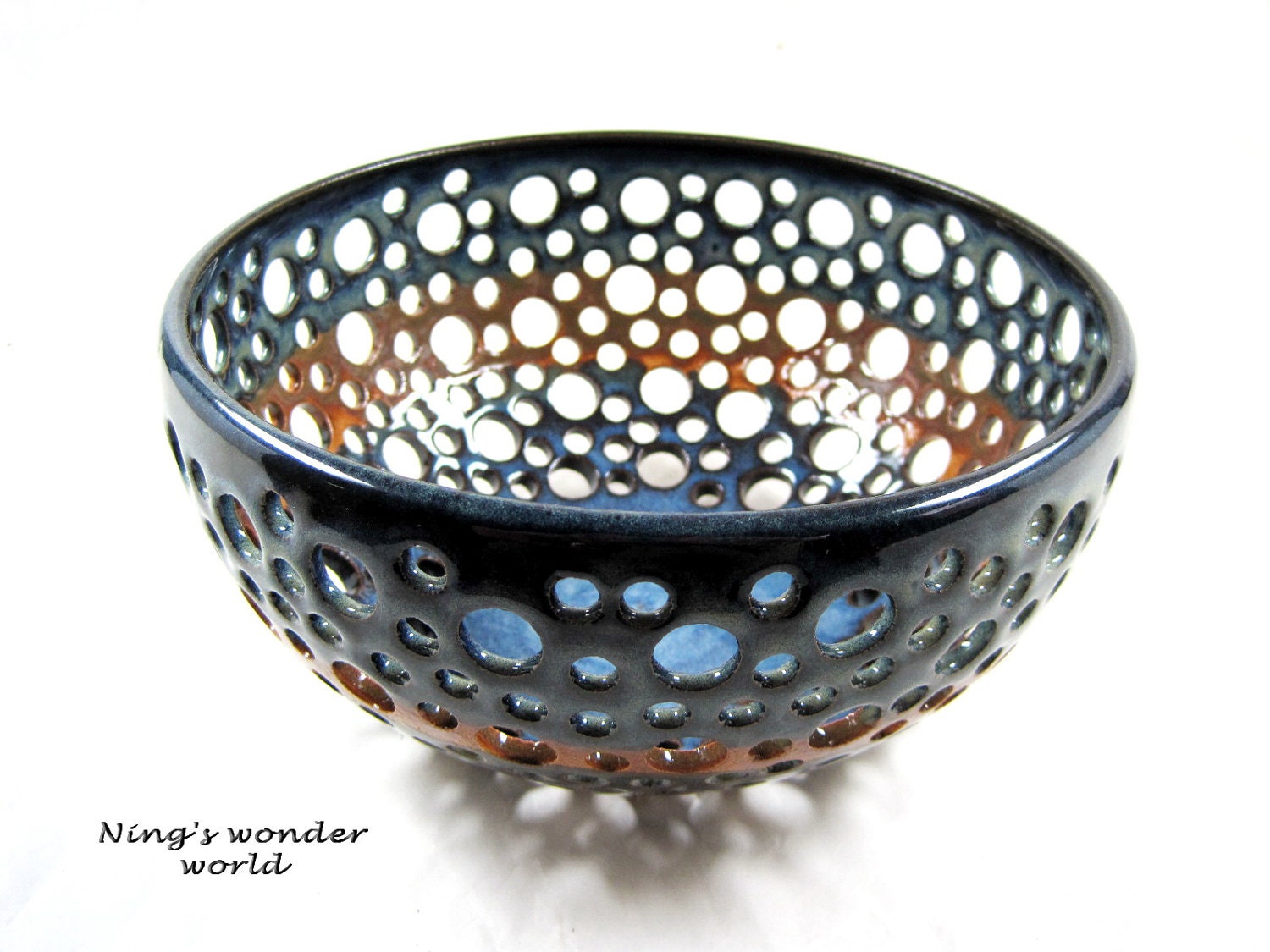 Pottery berry bowl, ceramic fruit bowl, earthy color (in stock No.76)