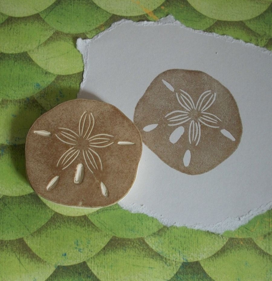 Sand Dollar Rubber Stamp Hand Carved