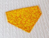 Dog Bandana in Bright Yellow with Red Swirl Sizes XS to L in Dog Collar Style