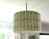 20" Block Print Trellis Design Drum Pendant light fixture READY TO SHIP
