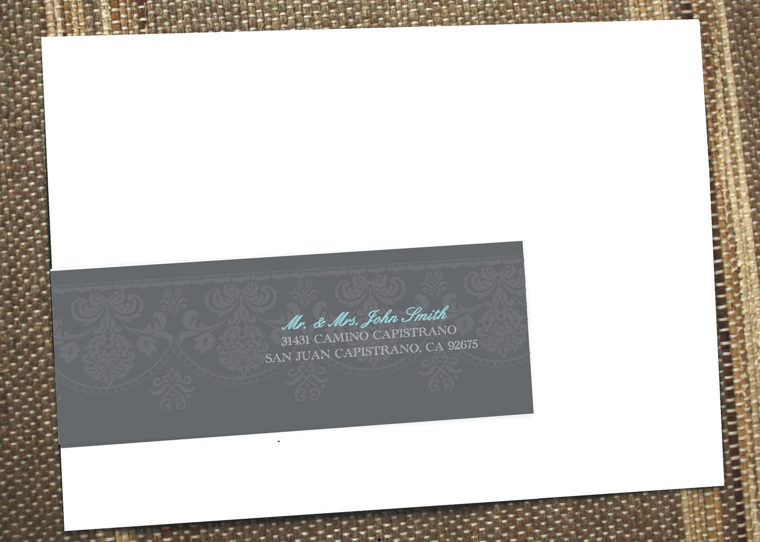 Vintage Damask Wrap Around Envelope Label - Digital File - Printable