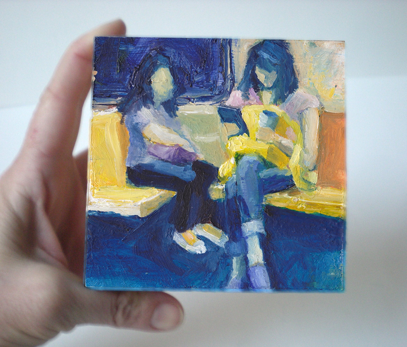Art Oil Painting New York City Women Subway Riders