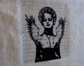 Angel Duo - original textile artwork, stencile style urban