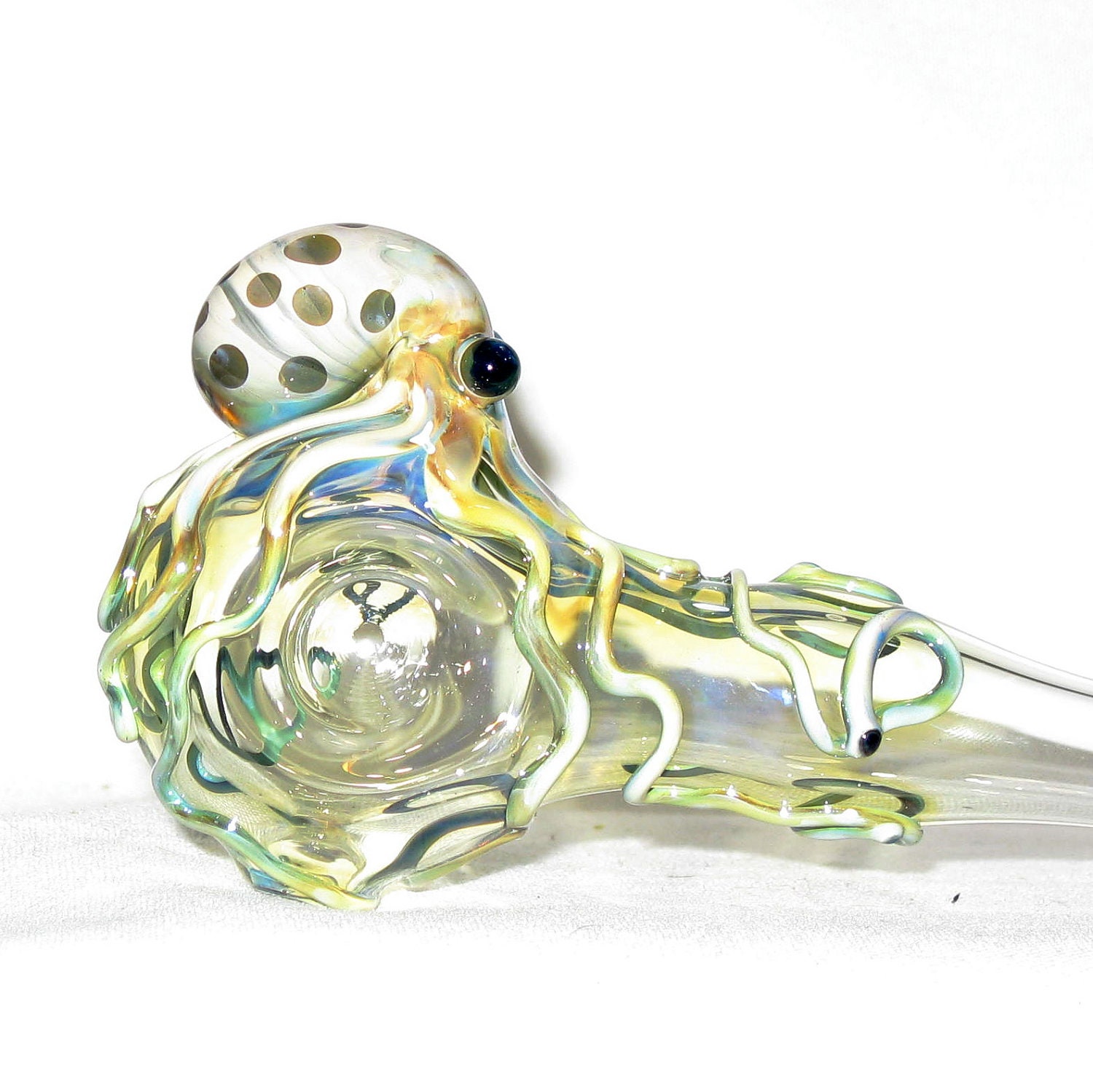 Octopus Spoon Medium Long Fumed Color Changing Hand Blown Glass