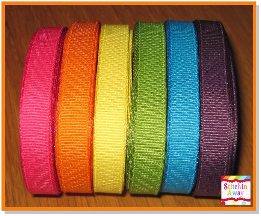 3/8" BRIGHTS MIX RAINBOW Solids Combo Set Grosgrain Ribbon, New Bows, Crafts