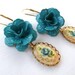 Earrings Blue Rose and Vintage Cameo