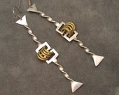 Vintage Long Sterling Earrings Funky Shoulder Dusters E4849