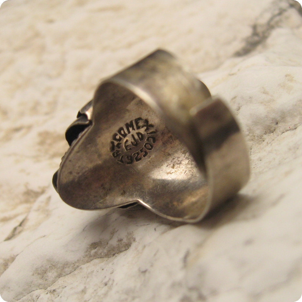 Sterling Poison Ring Taxco Tall Spectacular R4697