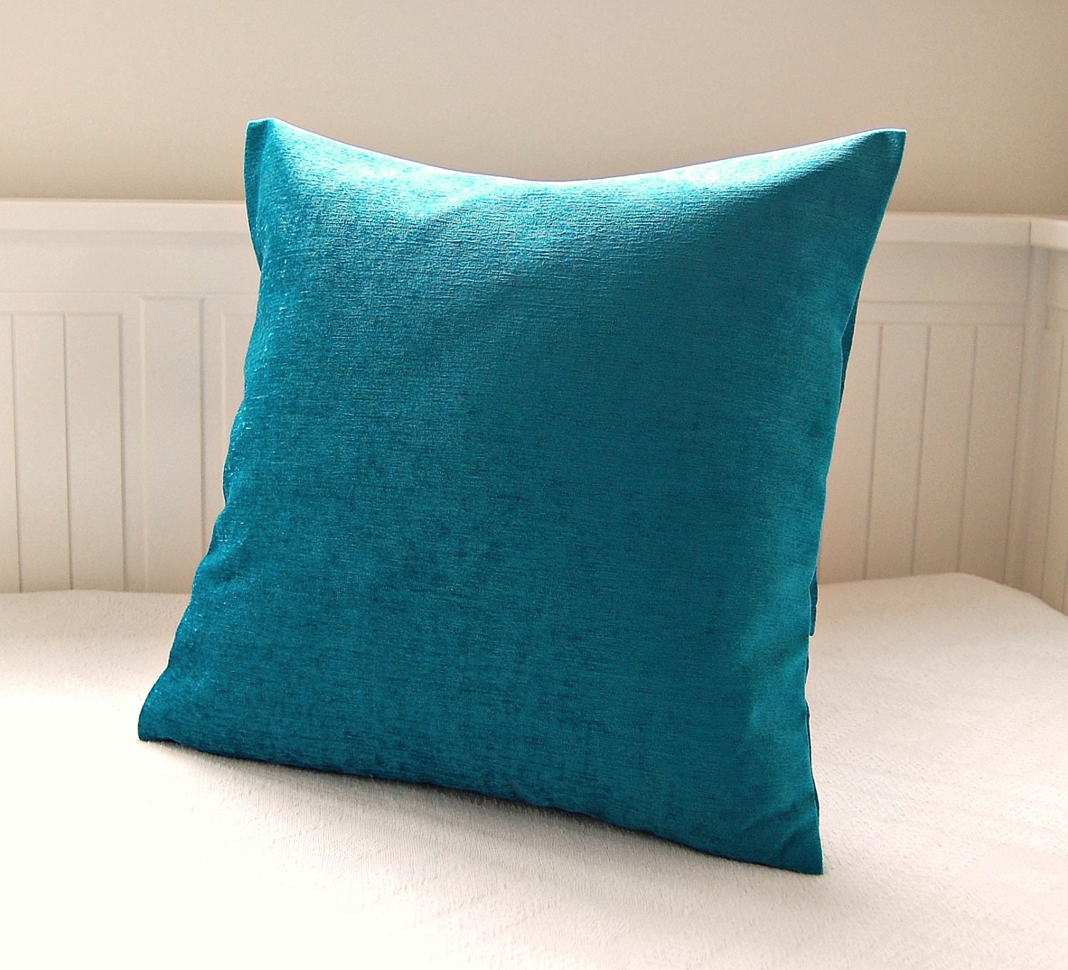 cushion cover accent turquoise peacock blue by LittleJoobieBoo