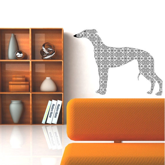 Whippet Damask Dog - Wall Sticker