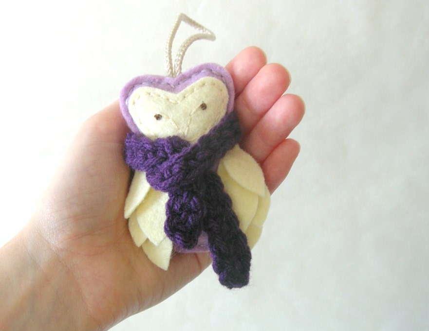 Felt Owl Ornament with Scarf, Hostess Gift, Purple, Christmas Ornament Winter Home Decor by OrdinaryMommy on Etsy