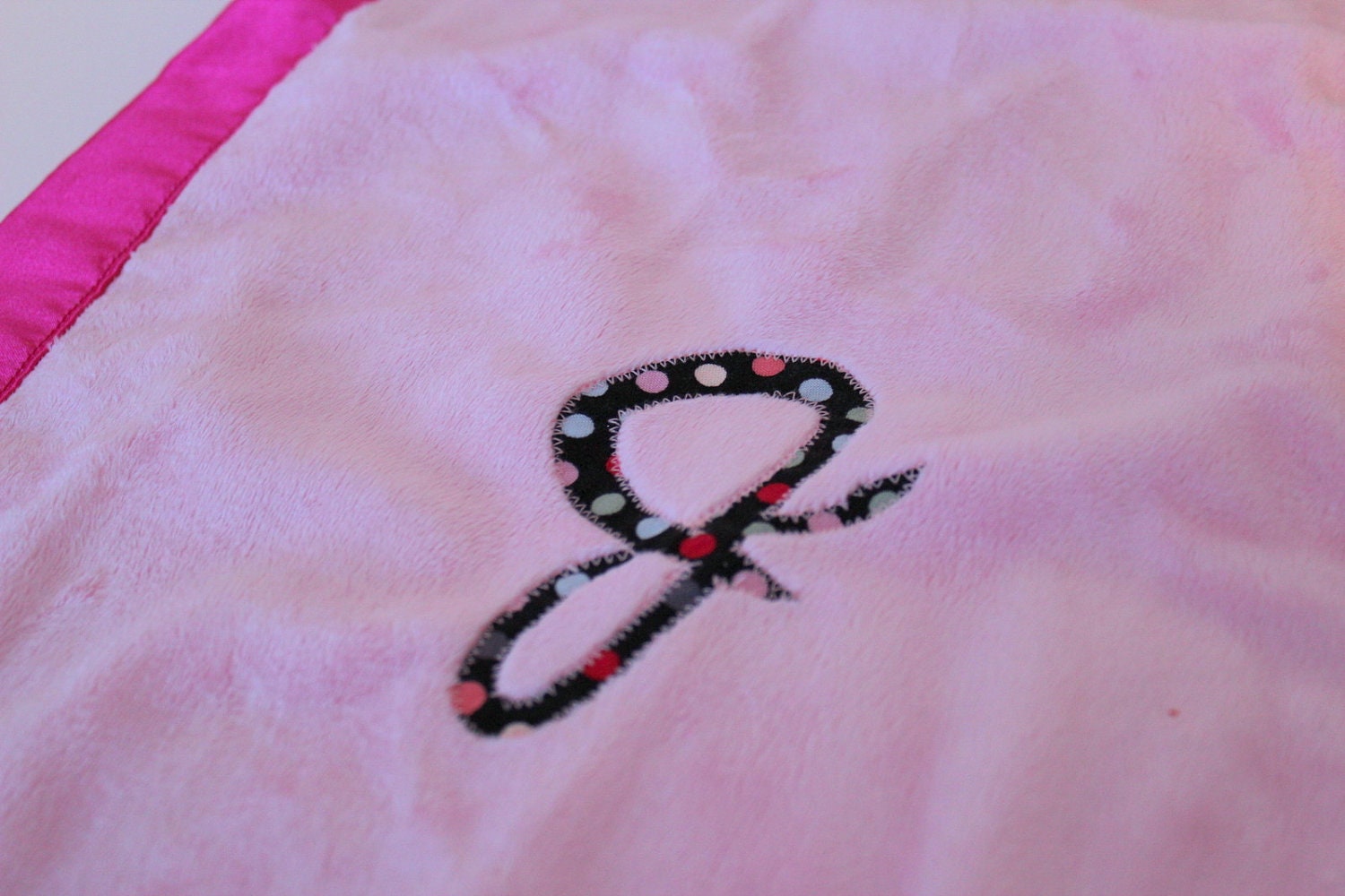 PInk Minky and Satin Lovey with monogram -  READY TO SHIP