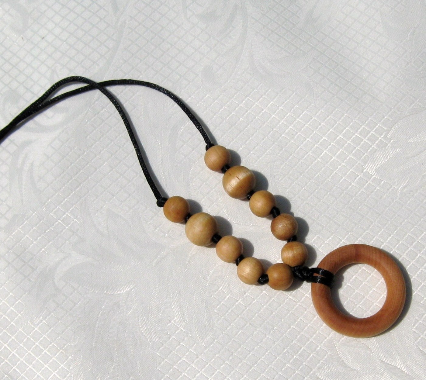 Nursing Necklace Teething Ring Necklace with Small Wooden Ring