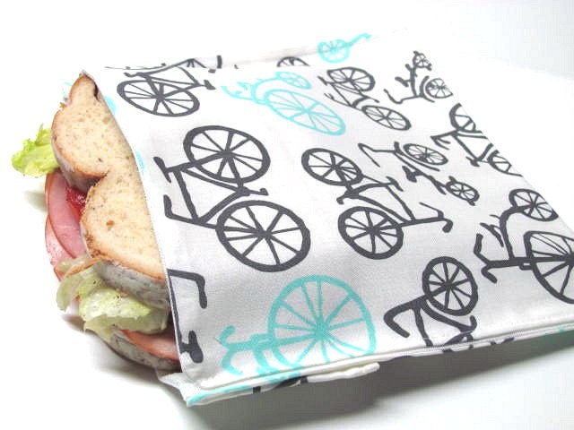 Reusable Sandwich Bag, Bicycle, Eco Friendly Lunch Bag, Snack Bag, Bike, Sports, Outdoors, Ready to Ship