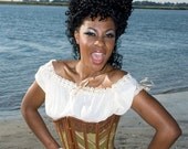 Underbust Corset  with sweeping curves and faux leather accents CUSTOM
