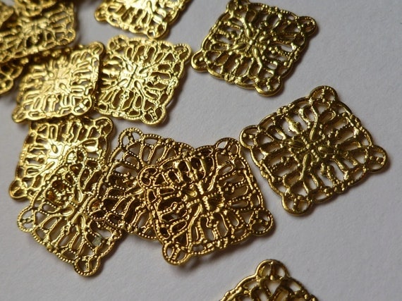 Filigree Components 11mm square stamping- pkg of 25