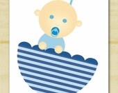 Blue and Navy Striped Upside Down Umbrella with Baby Boy (set of 10) Il_170x135