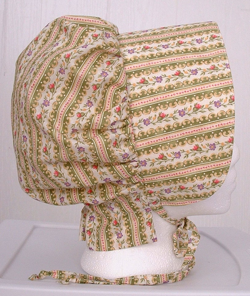 Girls Colonial Pioneer Prairie Civil War Sun Bonnet Green Ready to Ship