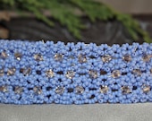 Beaded Cuff in Periwinkle with Topaz Swarovski Crystals
