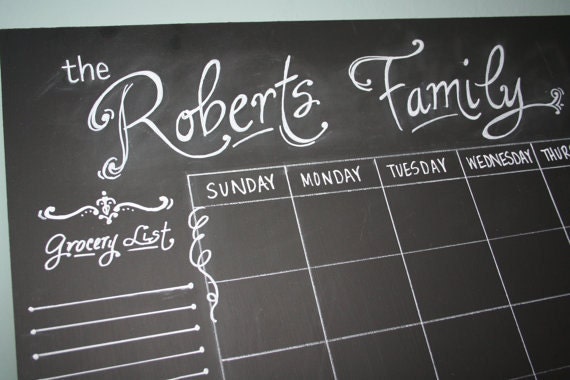 Custom 16 x 20 Unframed Chalk art Message Board. Calendar. Chore Chart. To-Do List. Menu. Shopping List. Notes.