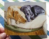 Yellow Lab and Black Lab Notecards pack of 4 by Cindy Day