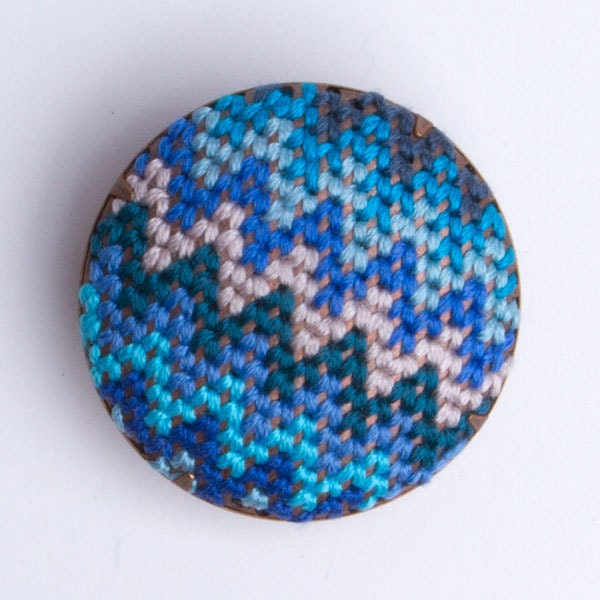 Tribal Brooch (Blue, turquoise, aquamarine, chevron)