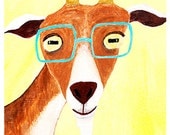 Hipster Goat Portrait 5"x7" Print