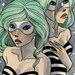 Mint Twins - Original ACEO - 2.5 x 3.5 tiny artwork - one of a kind