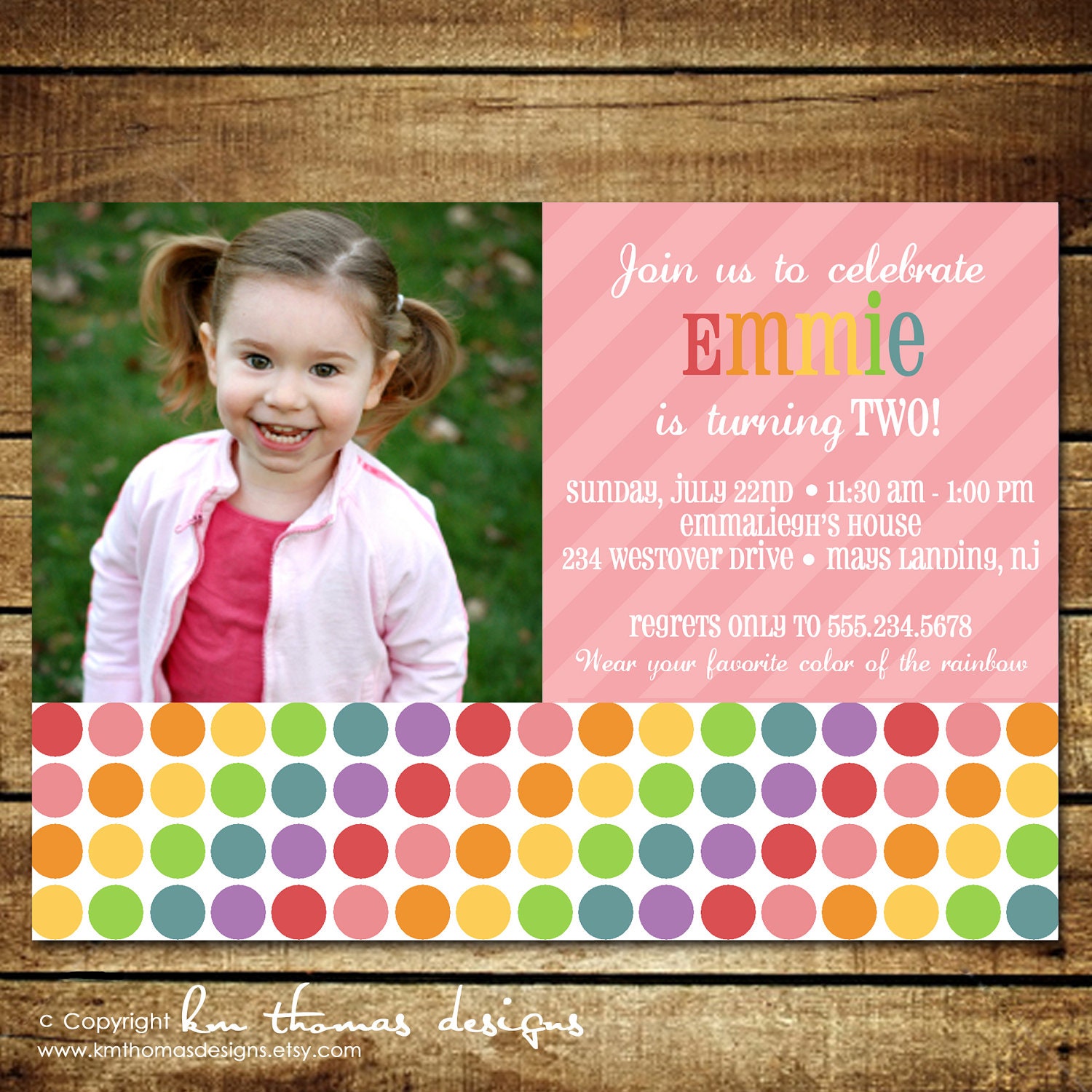 RAINBOW...Custom Printable Birthday Invitations...by KM Thomas Designs Il_570xn