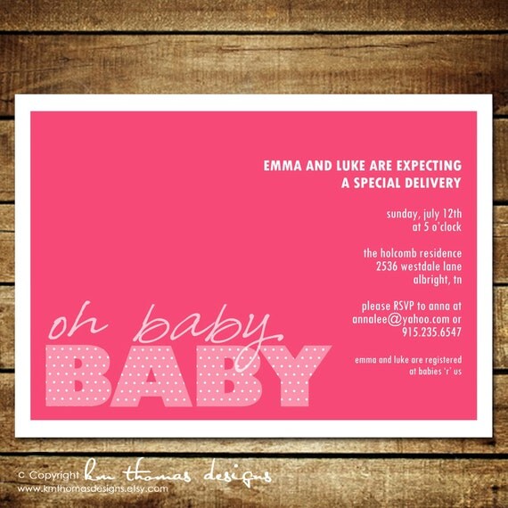 OH BABY ...Custom Printable Baby Shower Invitation Il_570xn