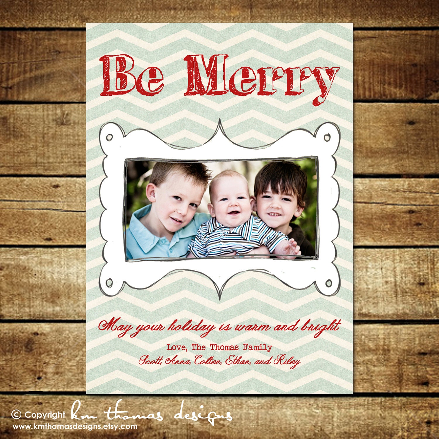 BE MERRY...Custom Photo Holiday Card...by KM Thomas Designs Il_570xn