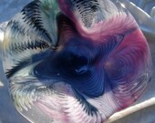 Purple, Black and Green Fused Glass Tie Dye Bowl