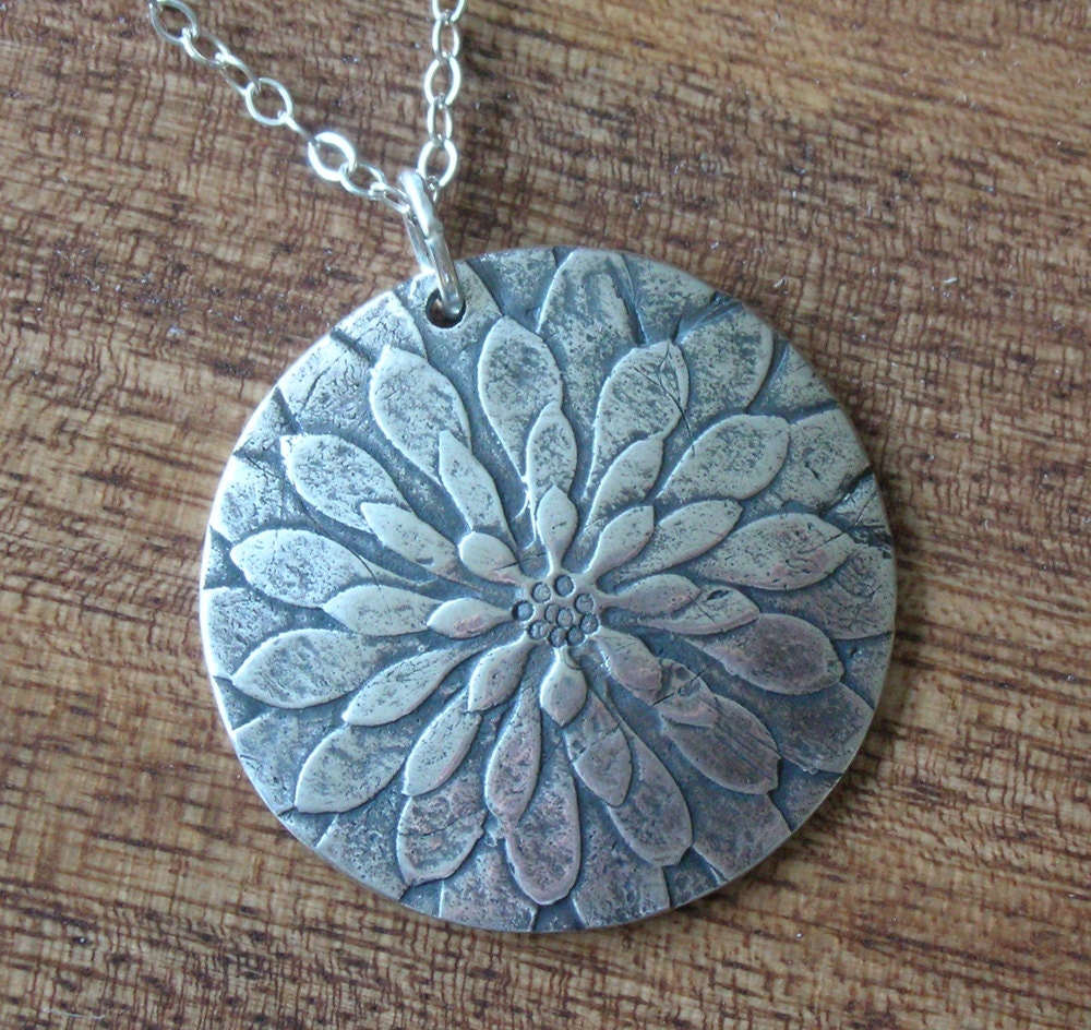 Silver Dahlia Flower Necklace